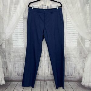 Hugo Boss Mens Size 40 Reg Blue Plaid Dress Pants Flat Front Unhemmed *FLAW* NEW